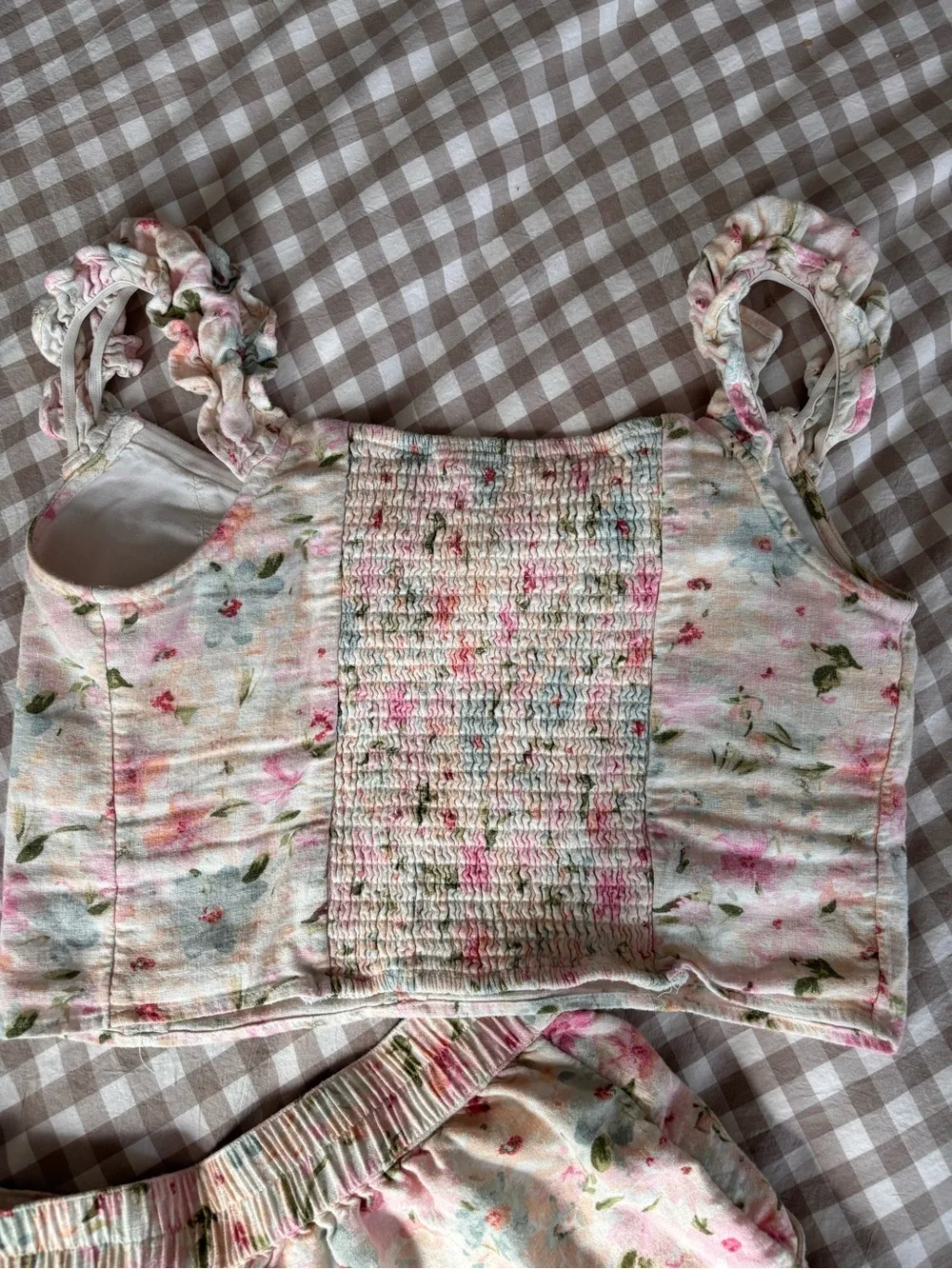 Abercrombie floral linen matching‎ two piece set (M tank and S bottoms)